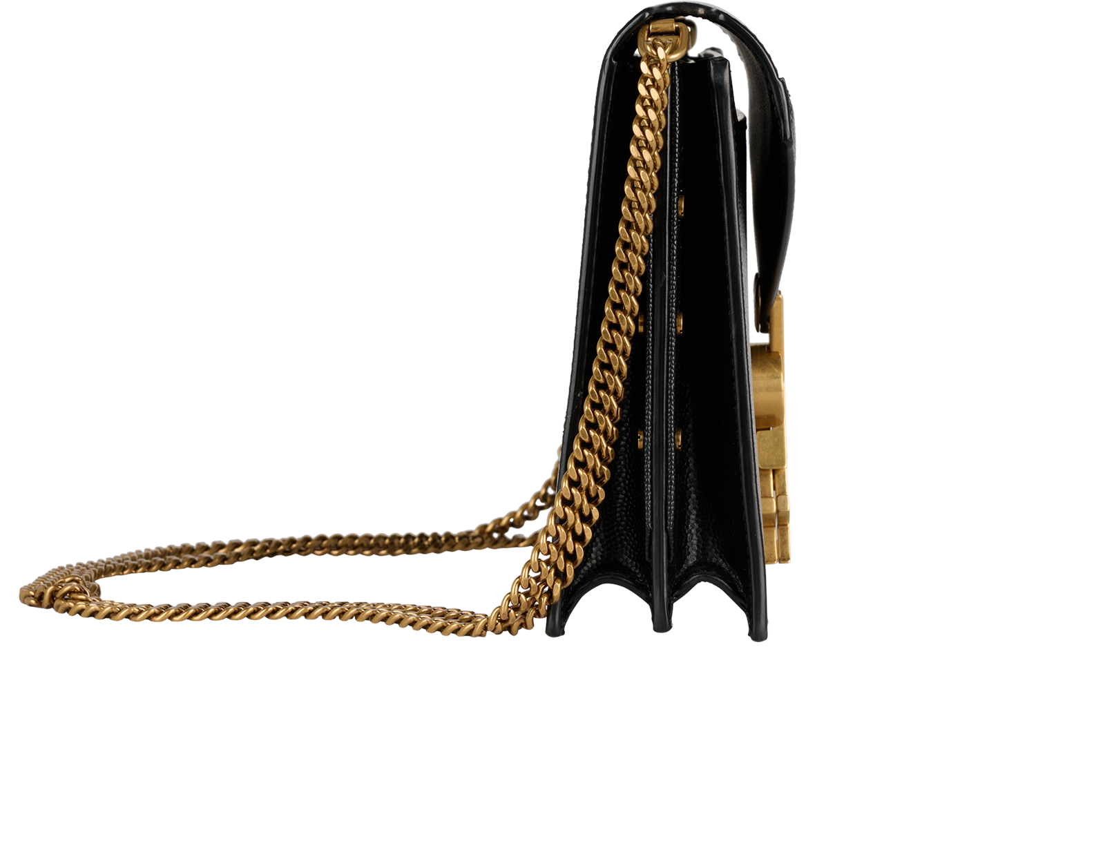 Medium Cassandra Chain Bag, &pound;1,200, Handbags, Black, Leather, Side view